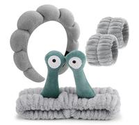 DRESHOW Fascia Termale per il Lavaggio del Viso Polsino di Lumaca Fascia per Capelli Fascia Elastica per il Trucco per la Testa Set di Cartoni Animati Spugna per la Cura Della Pelle per le Donna