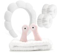 DRESHOW Fascia Termale per il Lavaggio del Viso Polsino di Lumaca Fascia per Capelli Fascia Elastica per il Trucco per la Testa Set di Cartoni Animati Spugna per la Cura Della Pelle per le Donna