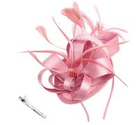 DRESHOW Fascinators Cappello Nastri Piume su un cerchietto Clip Cocktail Tea Party Copricapo per ragazze e Donna