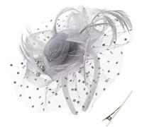 DRESHOW Fascinators per Capelli da Donna Fascinator Chapeau Nuptiale Plumes Cheveux Clip Accessoires Cocktail Royal Ascot