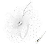 DRESHOW Fascinators per Capelli da Donna Fascinator Chapeau Nuptiale Plumes Cheveux Clip Accessoires Cocktail Royal Ascot