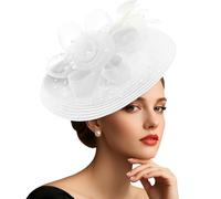 DRESHOW Fiore a Rete con Piuma Perla Fascinatori Cappello Su Una Fascia e Un clip a Forcella Cocktail Tea Party Copricapo per le Ragazze e le Donne Nobile Cappello Kentucky