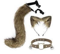 DRESHOW Fox Faux Fur Tail Cat Ears Fascia Halloween Party Costume Neck Chocker Cosplay Set per Adolescenti Adulti