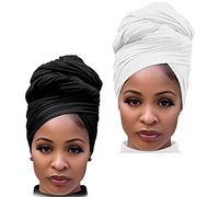 DRESHOW Jersey Turbante Testa Wrap per Le Donna Africane Knit Headwraps Urban Capelli Sciarpa Scialle Hijab Foulard Capelli Accessori