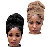 DRESHOW Jersey Turbante Testa Wrap per le Donna Africane Knit Headwraps Urban Capelli Sciarpa Scialle Hijab Foulard Capelli Accessori