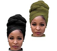 DRESHOW Jersey Turbante Testa Wrap per le Donna Africane Knit Headwraps Urban Capelli Sciarpa Scialle Hijab Foulard Capelli Accessori