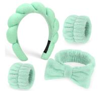 DRESHOW Spa Fascia per Capelli da Donna per il Lavaggio del Viso Set di Polsini Spugna Morbida Terry Panno Trucco Skincare Fascia Antiscivolo per Donna Ragazze