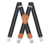 Dresime Bretelle da Uomo per pantaloni con 4 clip forti 4 cm di larghezza, per Uomini e Donne Grandi e alti Larghezza Regolabile di Elastiche e Forma a X Elastica