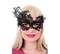DRESS ME UP - Halloween Carnevale Mezza maschera Maschera per occhi Venezia Vampiro Gotica Vittoriana Nero Pizzo AE005A