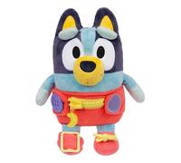Dress & Play Baby Bluey peluche, bottone, cerniera, fibbia e cravatta, impara a vestire le bambole per bambini dai 3 anni in su, giocattoli con fibbia per abilità motorie fini