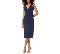 Dress The Population - Abito da Donna Lita, Senza Maniche, con Maniche e Fiocco - Blu - S