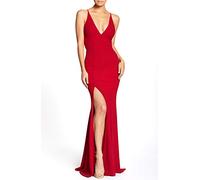Dress the Population Women's Iris Plunging Spaghetti Strap Sleeveless Long Gown Dress