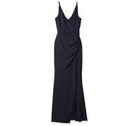 Dress The Population Womens Jordan Plunging Drape Front Sleeveless Long Gown with Slit Dress, Navy, Medium US