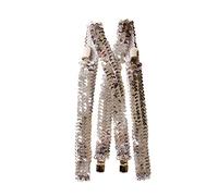 Dress Up America Bretelle Argento con Paillettes Scintillanti per Bambini e Adulti - Sospensioni Elastiche Regolabili e Lucide per Feste, Costumi e Spettacoli - Taglia Unica