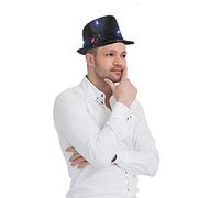 Cappello Fedora con Lampeggiante Luci LED Nero Oro Argento Rosso