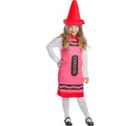 Dress Up America Costume da Pastello per Bambini - Vestito da Matita Rosso per Bimbi e Bimbe - Set Travestimento con Tunica e Cappello per Halloween, Recite Scolastiche e Feste
