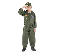 Dress Up America-Costume da pilota dell'aeronautica Bambini, Multicolore, L 12-14 anni (vita 86-97 cm, altezza 127-145 cm), 487-L