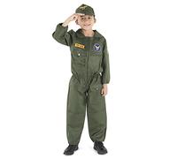 Dress Up America- Costume da Pilota dell'aeronautica Bambini, Multicolore, S 4-6 anni (vita 71-76 cm, altezza 99-115 cm), 487-S