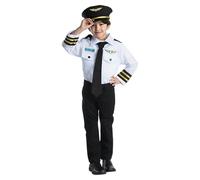 Dress Up America Costume da Pilota per Bambini - Divisa da Capitano d'Aereo Deluxe con Giacca e Cappello - Vestito da Aviatore per Halloween e Carnevale