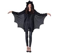 Dress Up America Costume da pipistrello per adulti - Pagliaccetto da pipistrello nero da donna con ali - Ottimo per giochi di ruolo e divertimento