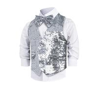 Dress Up America Gilet Di Paillettes Argento Con Papillon Per Bambini - Costume Festa In Maschera