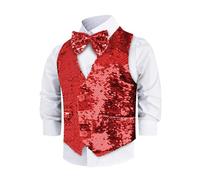 Dress Up America Gilet Di Paillettes Rosso Con Papillon Per Bambini - Costume Festa In Maschera