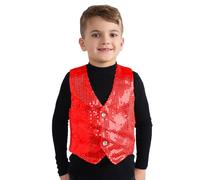 Dress Up America Gilet di Sequin per Bambini - Gilet Rosso Lucido da Danza e Festa per Bambini e Bambine