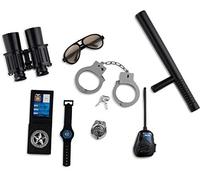 Dress up America Pretend Police Set di accessori per bambini - Il kit di gioco di ruolo dell'ufficiale di polizia include manette con chiavi, binocolo, occhiali colorati, giocattoli da poliziotto per ragazzi e ragazze