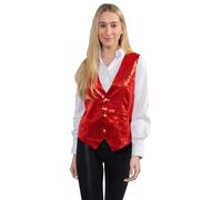 Dress Up America Vest di paillettes rosso completamente foderato per adulti