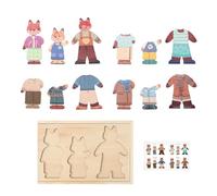 Dress Up Puzzle Animal Design - Wooden Educational Matching Toy Outfits for Kids Learning, Preschool, and Classroom with Pretend Play Function, Puzzles Game for Travel 22/14.5/3.5 Inches