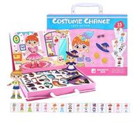 Dress up puzzle-Fing a doppio lato gioca a puzzle magnetico, di travestimento principessa con più modalità di gioco | Gioco di viaggio per il vestito magnetico puzle | Viso per i bambini per b