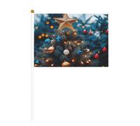 Dress up the beautiful Christmas Tree Piccole bandiere su bastoncini, resistenti, 14 x 20 cm, mini bandiere per cortile, giardino e decorazioni esterne, confezione da 6 e 12 pezzi