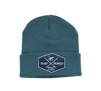 DRESSED IN MUSIC PLAY WITH ME Berretto con Risvolto da Uomo - Original Beanie - Taglia Unica - Toppa incisa sulla Piega Disegno risvoltato - Surf Monkey® - Surfing The Basque Country (Blu Navy)