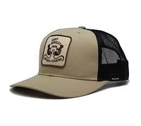 DRESSED IN MUSIC PLAY WITH ME Cappellino Trucker Riciclato Uomo/Donna - Visiera Curvata - Snapback - Patch Ricamata Surf Monkey® - Design a 6 Pannelli - Beige