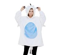 dressfan Coperta portatile in microfibra e Sherpa, per Halloween, carnevale, drago, con cappuccio, calda coperta morbida con maniche e cappuccio per uomo e donna, bianco, Taglia unica