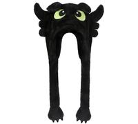 dressfan Donne di Peluche Drago Cappello con Orecchie che si Muovono Orecchie Mobili,Animale Cappelli Cappello di Drago che Muove le Orecchie Regalo di Compleanno di Natale,Nero,Taglia Unica