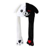 dressfan Donne di Peluche Orso Cappello con Orecchie che si Muovono Orecchie Mobili,Animale Cappelli Cappello di Orso che Muove le Orecchie Regalo di Compleanno di Natale,Bianco+Nero