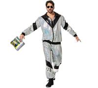 dressforfun Completo da Uomo Retro, anni '80, 90 Discoteca, Tuta da Jogging - Argento, XL