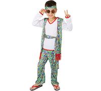 dressforfun Costume da Bambino - Hippie Boy | Camicia a Maniche Lunghe con Gilet | Pantaloni a Zampa di Elefante | Incl. Fascia per Capelli Hippie e Comoda Cintura (3-4 anni | No. 300911)