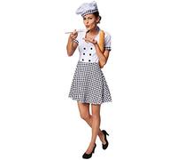 dressforfun Costume da donna cuoco | Con modello da cuoco a quadretti | Fantastico cappello da cuoco incluso (S | No. 301508)