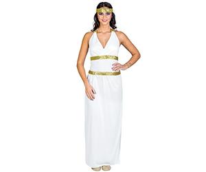 dressforfun Costume da donna - Dea Atena | Elegante abito lungo con allacciato al collo con profondo scollo a V | Fascia elastica per capelli con paillettes (L | no. 300208)
