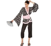 dressforfun Costume da Donna - Giapponese | Meraviglioso Kimono con Pantaloni | Incl. l'obi e una Fascia Extra con Grandi Fiocchi (M | No. 300996)