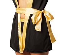 dressforfun Costume da donna - Pugilessa | Costume da pugilessa con pantaloncini, canotta, accappatoio con cappuccio, cintura e guantoni da boxe (M | Oro | No.301820)