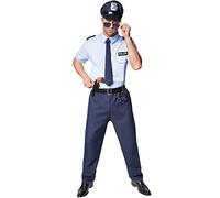 dressforfun Costume da uomo agente di polizia | Fantastica camicia con simbolo della polizia | Comodi pantaloni resistenti | Con cravatta con nastro di gomma (XXL | No. 301527)