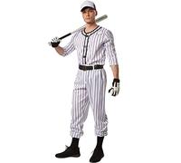 dressforfun Costume da uomo - Baseball | Parte superiore a righe, con manica lunga, bottoni e applicazione in forma di palla da baseball (S | no. 301809)