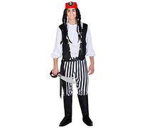 dressforfun Costume da Uomo - Capitano Pirata Lupo di Mare | Parte Superiore e Pantaloni con Gambali Integrati | in andana Rossa e Cintura Nera da Allacciare (M | No. 300697)