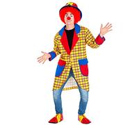 dressforfun Costume da Uomo - Clown Fridolin | Lungo e Variopinto Cappotto | Buffe Scarpe da Clown Stringate | incl. Naso da Pagliaccio Extra (L | No. 300784)