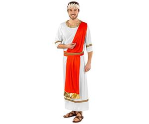 dressforfun Costume da uomo - Gaio Giulio Cesare | Lunga toga | drappo rosso integrato con orlo dorato | Cintura rossa | Fascia corona d'alloro dorata (XXl | no. 300470)
