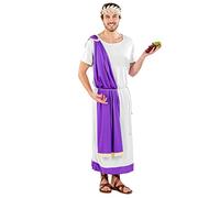 dressforfun Costume da uomo - Imperatore romano Marco Aurelio | Lunga toga con orlo viola | Fascia corona d'alloro dorata (XL | no. 300217)