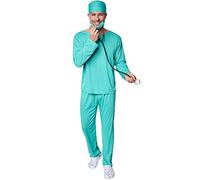 dressforfun Costume da uomo medico chirurgo | Raffinata parte superiore per il look da medico | Comodi pantaloni abbinati | Con mascherina e copricapo (XXL | No. 301532)